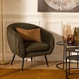 ATMOSPHERA - Fauteuil Solaro velours vert kaki - vignette