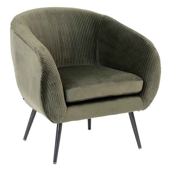ATMOSPHERA - Fauteuil Solaro velours vert kaki - large