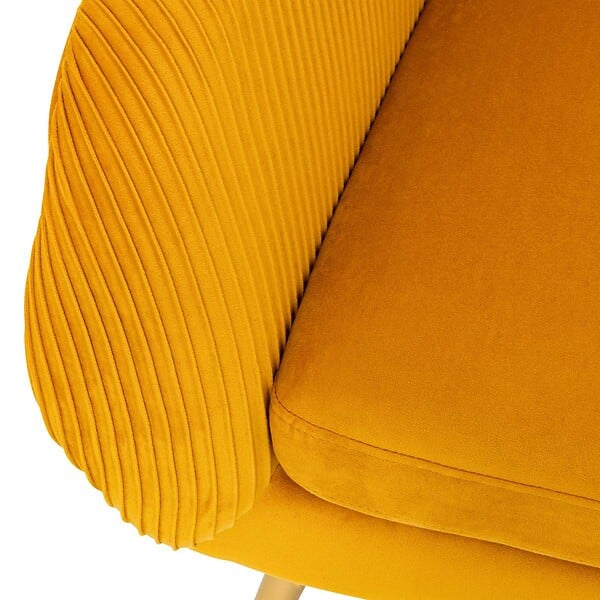 ATMOSPHERA - Fauteuil "Solaro" velours plissé jaune moutarde - large