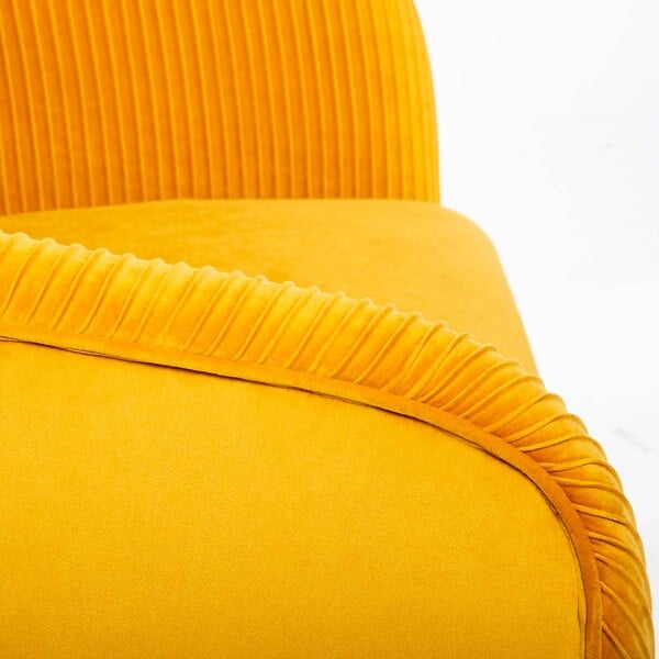 ATMOSPHERA - Fauteuil "Solaro" velours plissé jaune moutarde - large