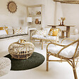 ATMOSPHERA - Fauteuil "Neta" rotin tissu blanc - vignette