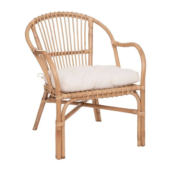 ATMOSPHERA - Fauteuil "Neta" rotin tissu blanc - large