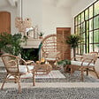 ATMOSPHERA - Fauteuil "Neta" rotin tissu blanc - vignette