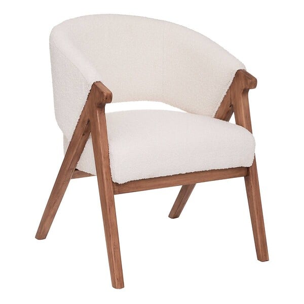 ATMOSPHERA - Fauteuil "Amza" bouclette blanc - large
