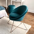 ATMOSPHERA - Fauteuil "Evan" velours bleu canard - vignette