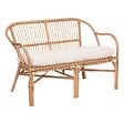 ATMOSPHERA - Banquette "Neta" 2 places rotin tissu blanc - vignette