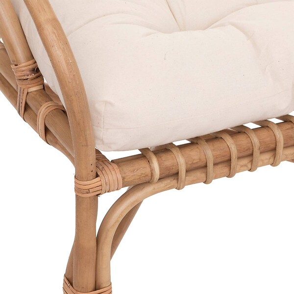 ATMOSPHERA - Banquette "Neta" 2 places rotin tissu blanc - large