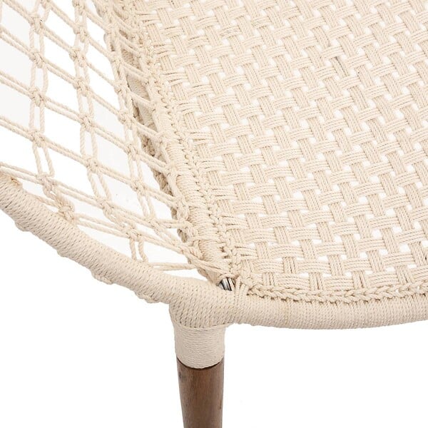 ATMOSPHERA - Fauteuil "Raina" teck tressé coton blanc - large