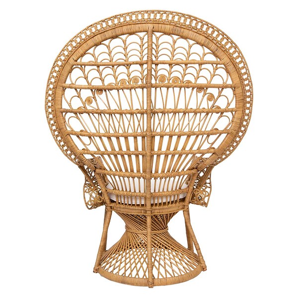 ATMOSPHERA - Fauteuil "Takta" rotin tissu blanc - large