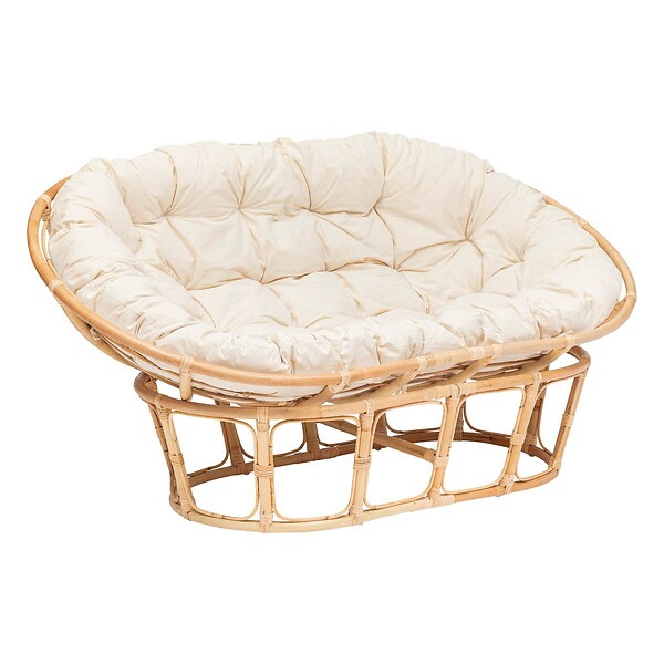 ATMOSPHERA - Banquette "Seram" mamasan 2 places rotin blanc - large