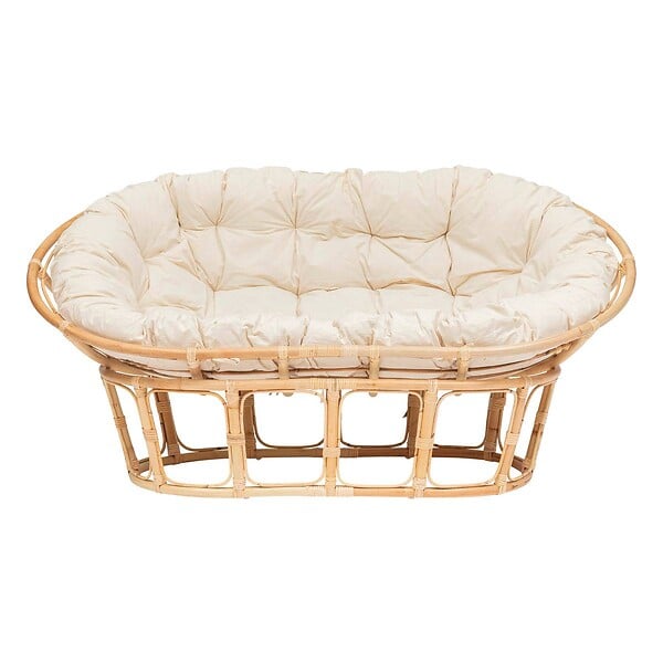 ATMOSPHERA - Banquette "Seram" mamasan 2 places rotin blanc - large