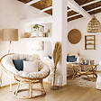 ATMOSPHERA - Fauteuil "Seram" rotin tissu beige - vignette