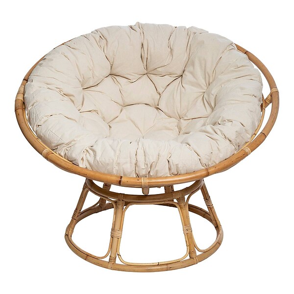 ATMOSPHERA - Fauteuil "Seram" rotin tissu beige - large