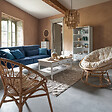 ATMOSPHERA - Fauteuil "Seram" rotin tissu beige - vignette