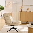 ATMOSPHERA - Fauteuil Pivotant Harper en Tissu Beige L74,5xl64xH87 cm - vignette