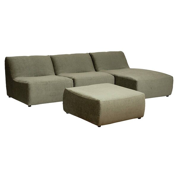 ATMOSPHERA - Pouf "Mavuno" en velours 87x93cm vert cèdre - large