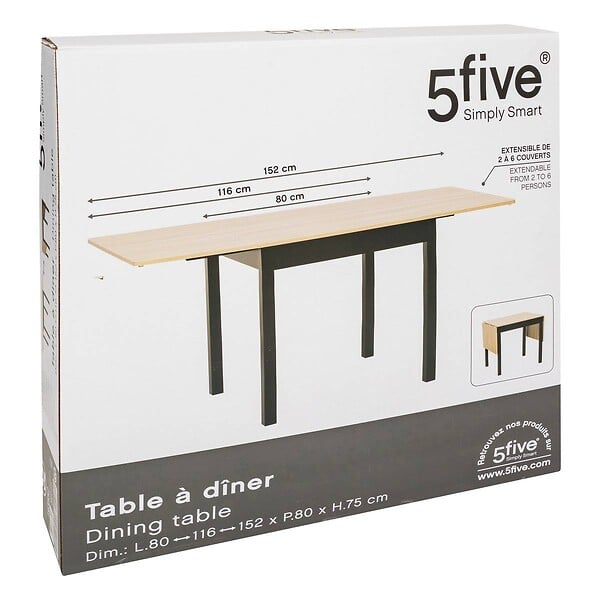 5 FIVE SIMPLY SMART - Table extensible 2 à 6 personnes à rabat - large