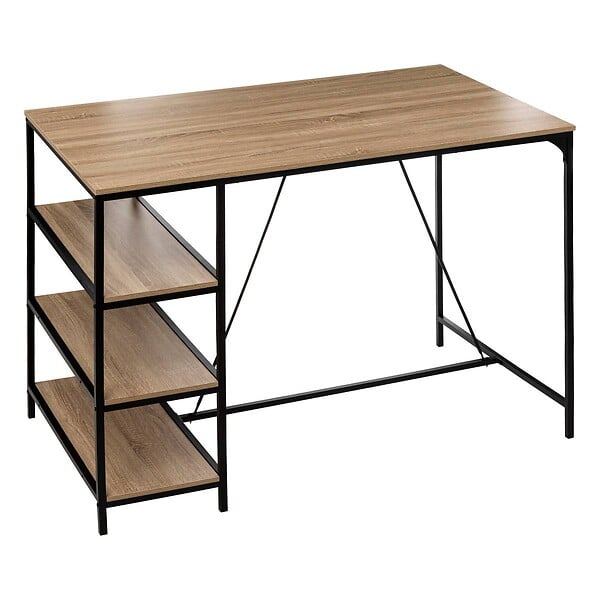 5 FIVE SIMPLY SMART - Table bar 3 étagères effet chêne naturel "Aliaj" - large