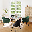 ATMOSPHERA - Table à manger "Rayo" blanc effet marbre doré D120cm - vignette