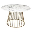 ATMOSPHERA - Table à manger "Rayo" blanc effet marbre doré D120cm - vignette