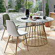 ATMOSPHERA - Table à manger "Rayo" blanc effet marbre doré D120cm - vignette