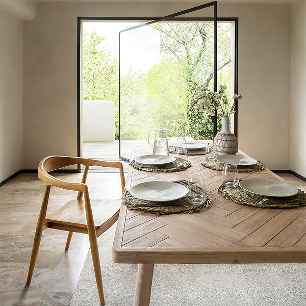 ATMOSPHERA - Table à manger extensible "Aeris" acacia L180-220cm - large