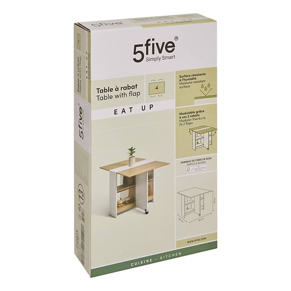 5 FIVE SIMPLY SMART - Table pliante 4 places Eat up blanc et bois - large