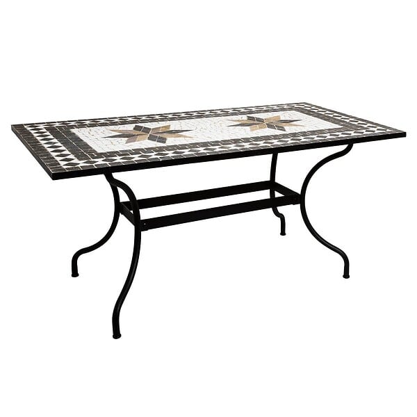 ATMOSPHERA - Table à manger rectangulaire "Kipos" mosaïque noir L160cm - large