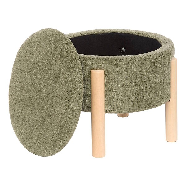 ATMOSPHERA - Tabouret Coffre Elki Vert Kaki 45,5x37x45,5 cm - large
