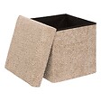 ATMOSPHERA - Pouf Pliable Coffre Soana en bouclette Beige foncé 38x38cm - vignette