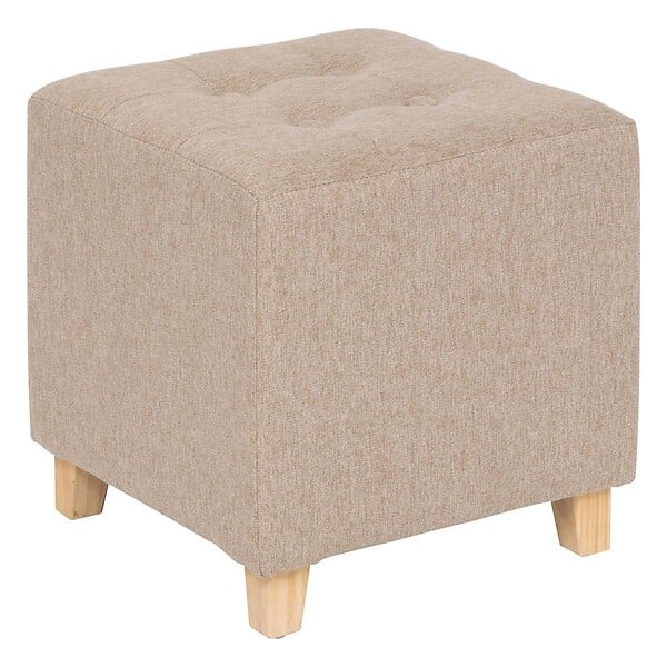 ATMOSPHERA - Pouf "Leandre" pin beige 35x35x35cm - large