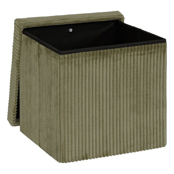 ATMOSPHERA - Pouf pliant Arum vert Kaki 38x38cm - large