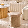 ATMOSPHERA - Pouf Pliable Coffre Jaiko en Bouclette Beige 32x38cm - vignette