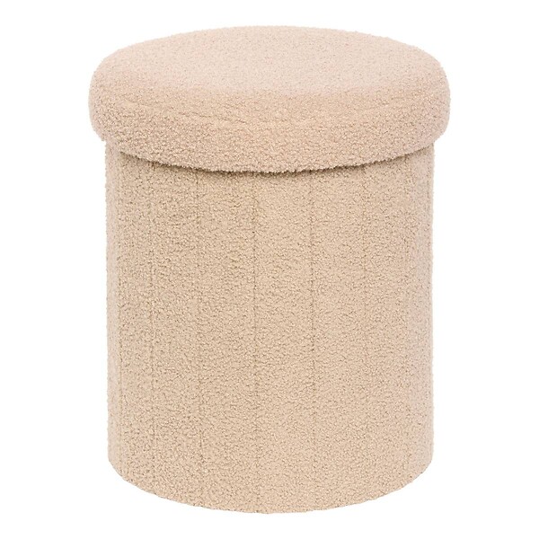 ATMOSPHERA - Pouf Pliable Coffre Jaiko en Bouclette Beige 32x38cm - large