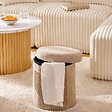 ATMOSPHERA - Pouf Pliable Coffre Jaiko en Bouclette Beige 32x38cm - vignette