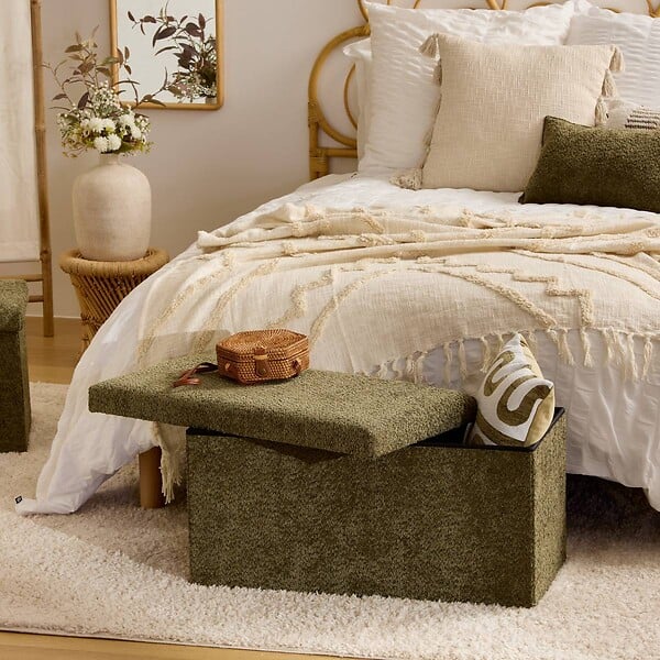 ATMOSPHERA - Pouf Pliable Coffre Soana Kaki 76x38cm - large
