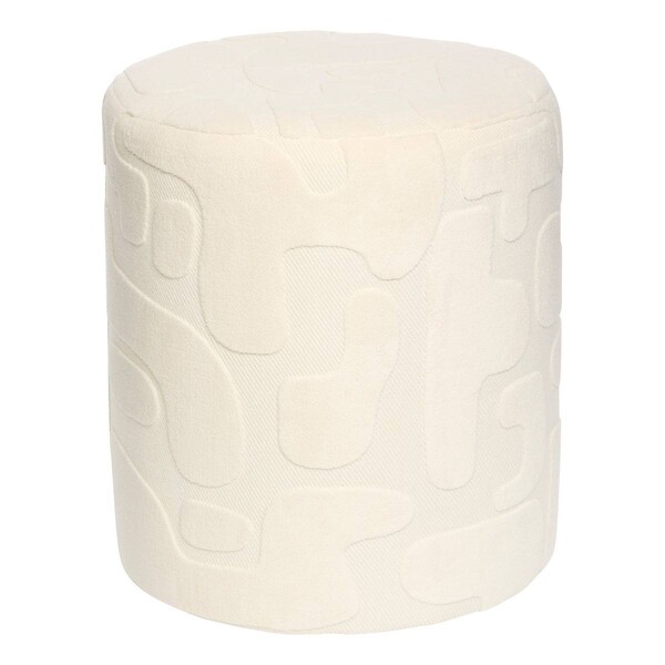 ATMOSPHERA - Pouf Rond Delor Blanc 36x40 cm - large