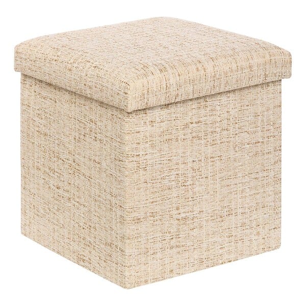 ATMOSPHERA - Pouf Coffre Pliable Olma 38x38cm Creme - large