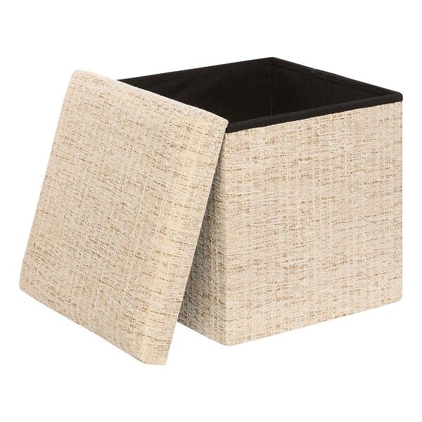 ATMOSPHERA - Pouf Coffre Pliable Olma 38x38cm Creme - large