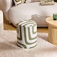 ATMOSPHERA - Pouf Rond Delor Vert Cèdre et Blanc 30x36 cm - vignette