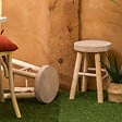 ATMOSPHERA - Tabouret "Nyar" paulownia beige D28x41cm - vignette