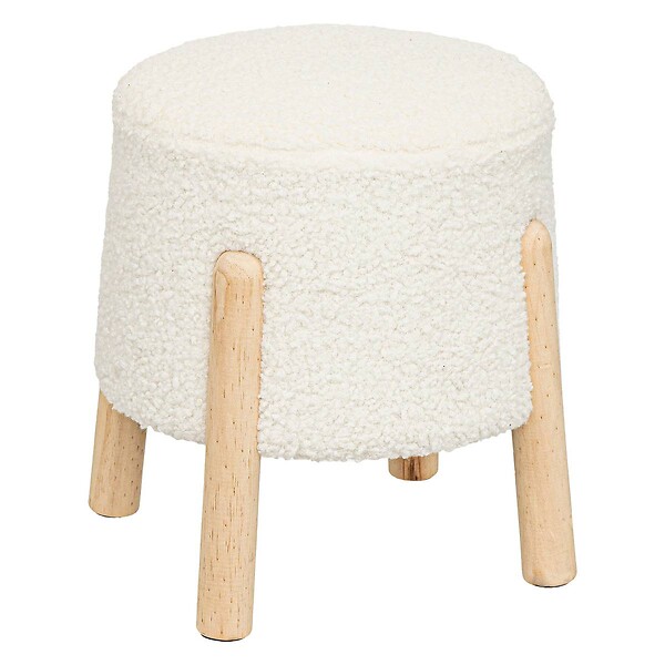 ATMOSPHERA - Tabouret d'appoint Inuit dreams bouclette blanche - large