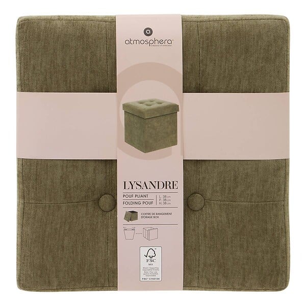ATMOSPHERA - Pouf Lysandre 38x38cm kaki - large