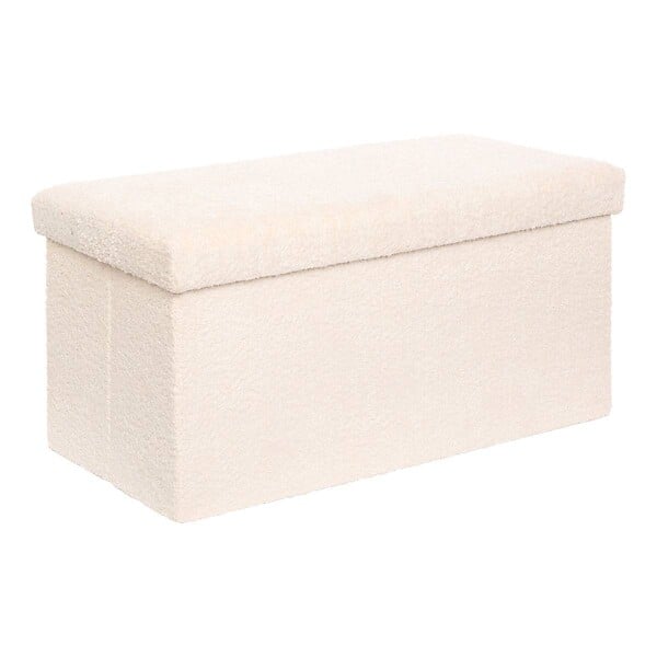 ATMOSPHERA - Pouf Pliable Coffre Soana en Bouclette Ivoire 76x38cm - large