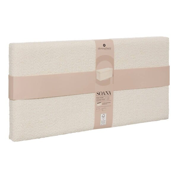 ATMOSPHERA - Pouf Pliable Coffre Soana en Bouclette Ivoire 76x38cm - large