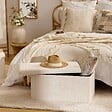 ATMOSPHERA - Pouf Pliable Coffre Soana en Bouclette Ivoire 76x38cm - vignette