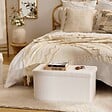ATMOSPHERA - Pouf Pliable Coffre Jaiko en Bouclette Blanc 76x38cm - vignette