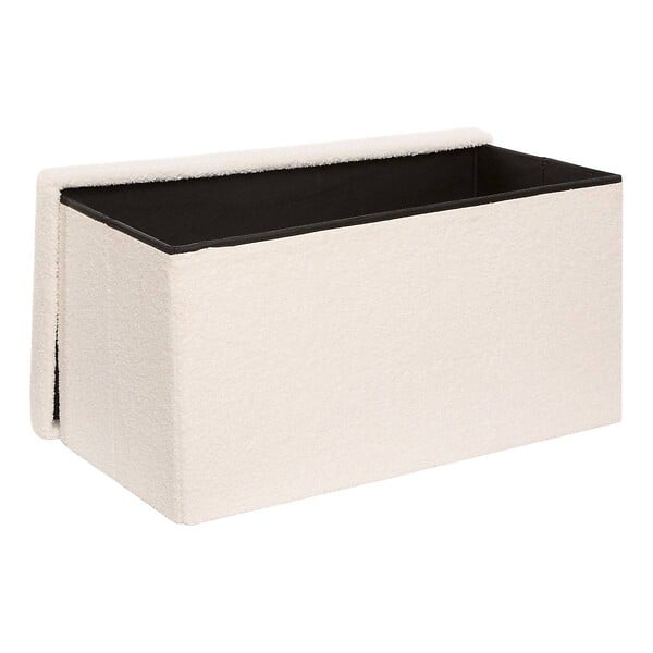 ATMOSPHERA - Pouf Pliable Coffre Jaiko en Bouclette Blanc 76x38cm - large