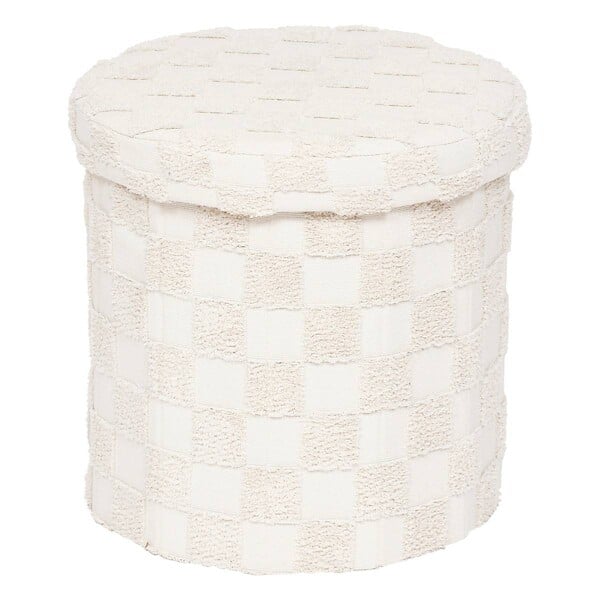 ATMOSPHERA - Pouf pliant "Pasti" blanc D38x38cm - large
