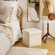 ATMOSPHERA - Pouf Pliable Coffre Soana en bouclette Ivoire 38x38cm - vignette